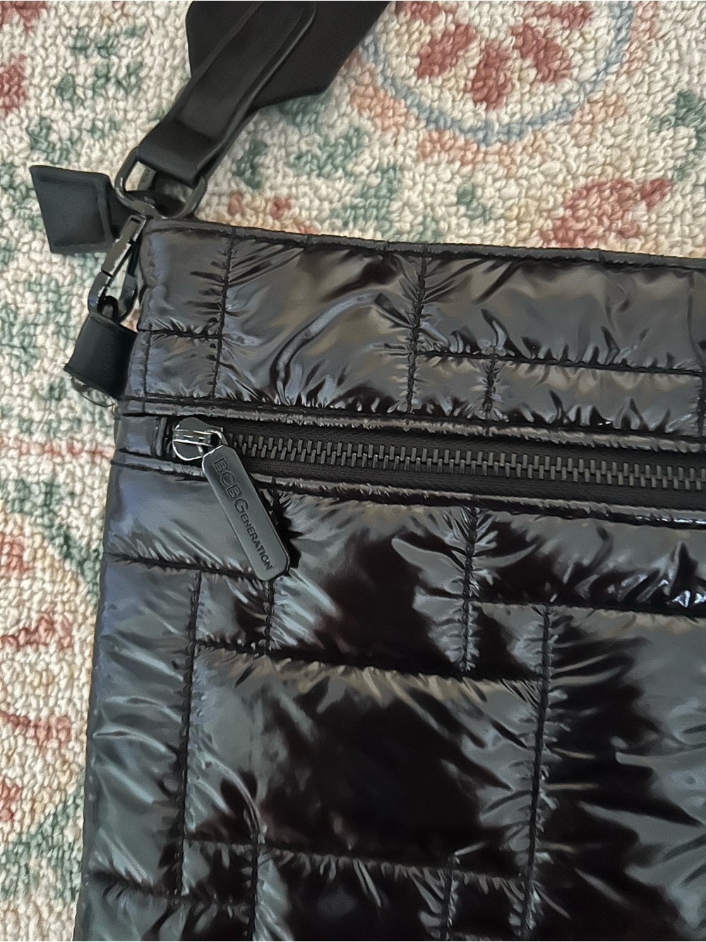 BCBGeneration Black Quilted Patent Crossbody Shoulder Bag - Picture 2 of 5